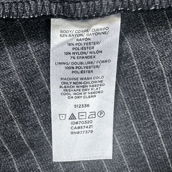 Ann Taylor Pin-Stripe Faux Wrap Peplum Top SzS Navy V-Neck Chic 90s Y2K Corpcore - Picture 5 of 6